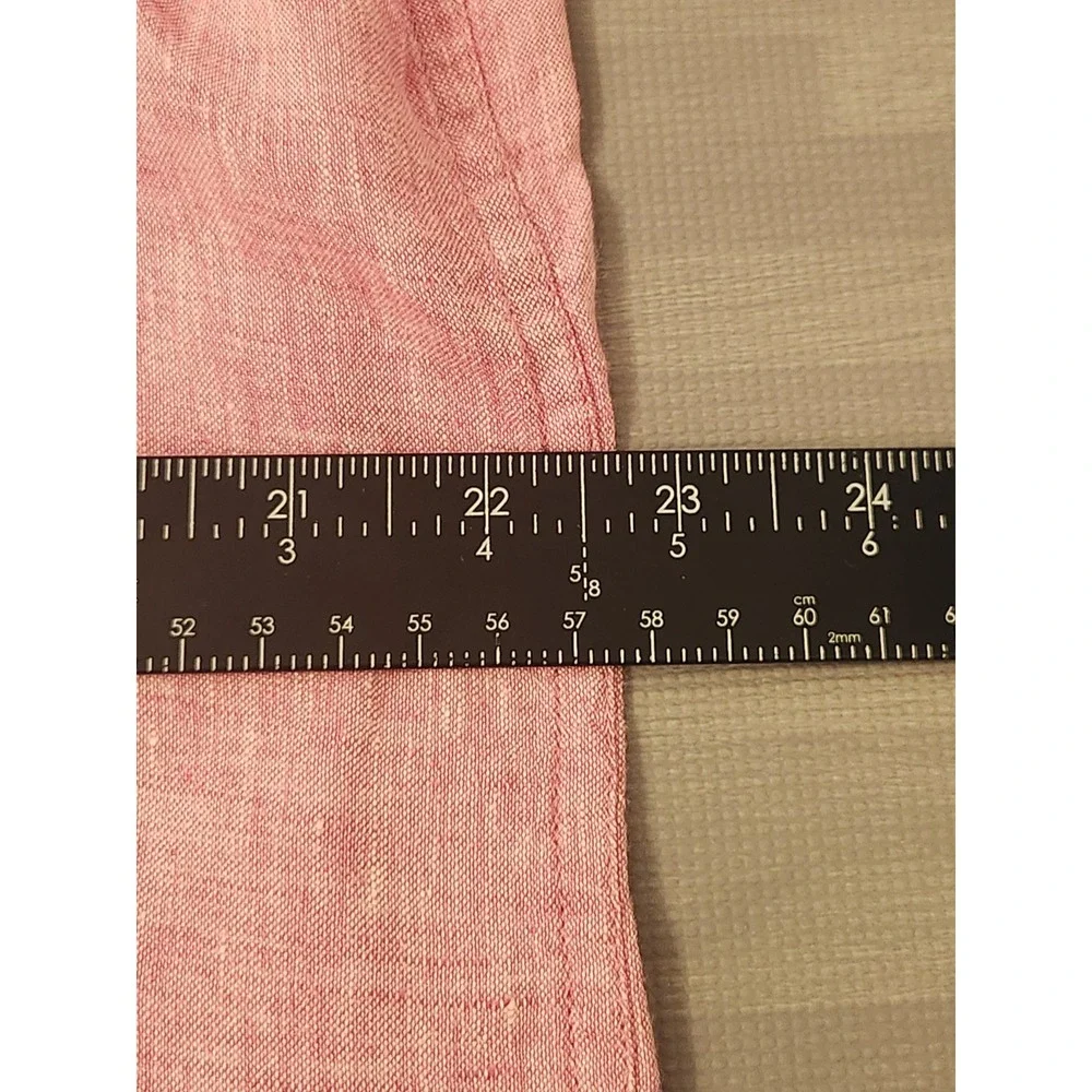 Banana Republic Camden Standard Fit 100% Linen Shirt Pink Short Sleeve Large